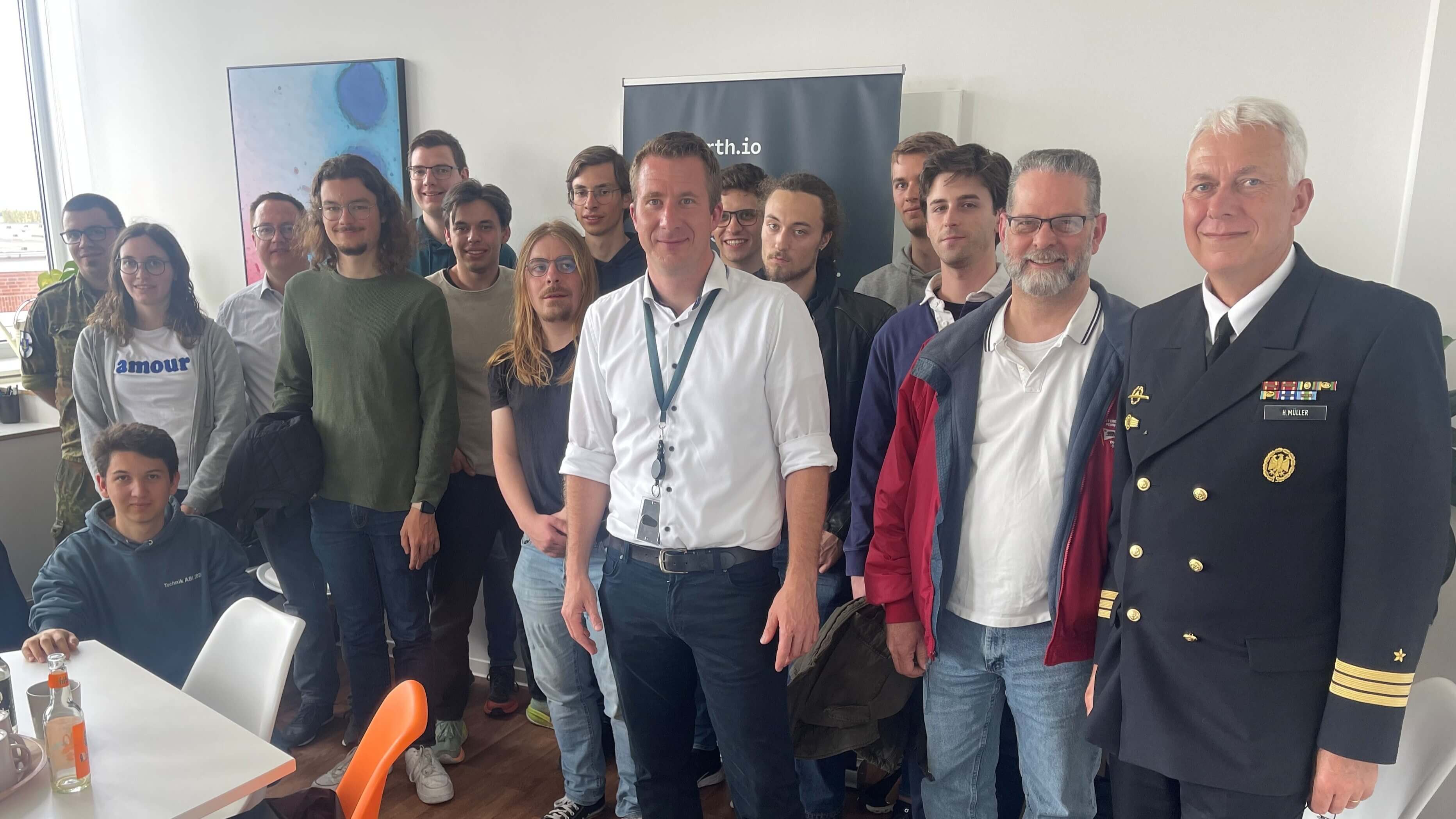 Students form Esslingen meet Jann Wendt at the north.io offices in Kiel.